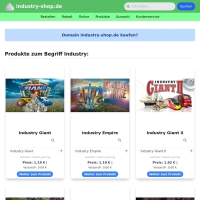 Screenshot industry-shop.de