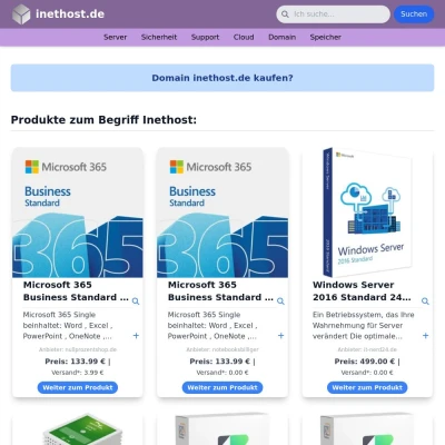 Screenshot inethost.de