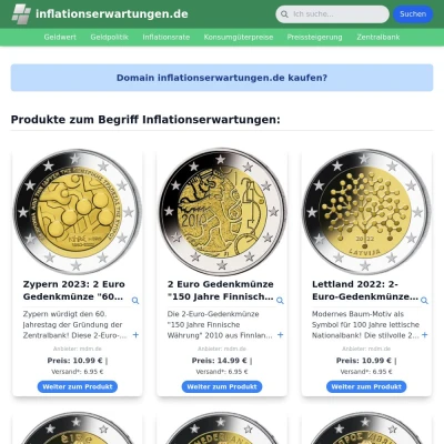 Screenshot inflationserwartungen.de