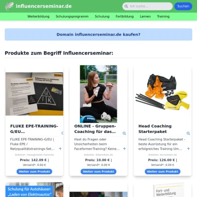 Screenshot influencerseminar.de