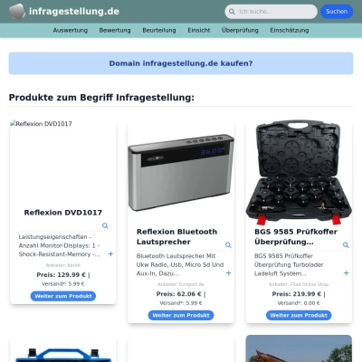 Screenshot infragestellung.de