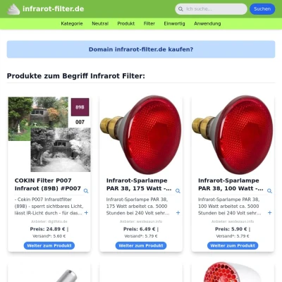 Screenshot infrarot-filter.de