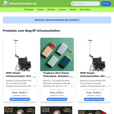 Screenshot infusionshalter.de