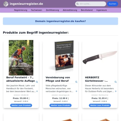 Screenshot ingenieurregister.de