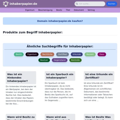 Screenshot inhaberpapier.de