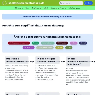 Screenshot inhaltszusammenfassung.de