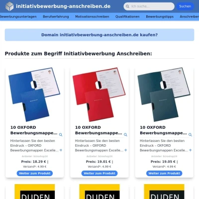 Screenshot initiativbewerbung-anschreiben.de