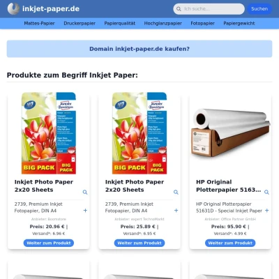 Screenshot inkjet-paper.de