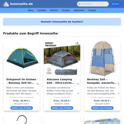 Screenshot innenzelte.de