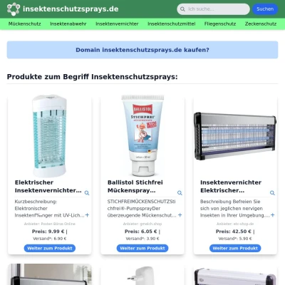 Screenshot insektenschutzsprays.de