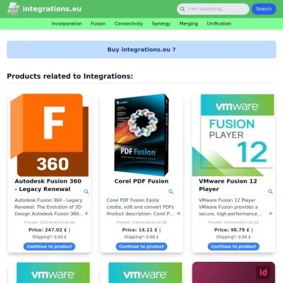 Screenshot integrations.eu