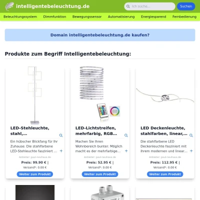 Screenshot intelligentebeleuchtung.de