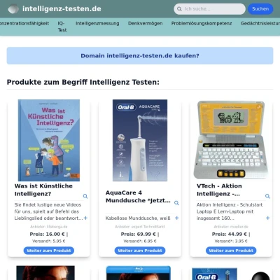 Screenshot intelligenz-testen.de