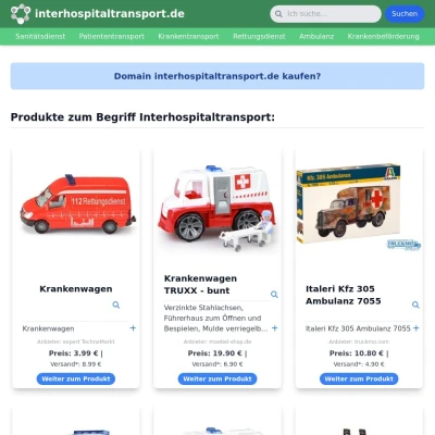 Screenshot interhospitaltransport.de