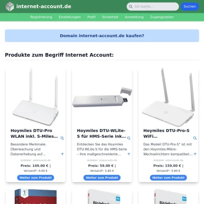 Screenshot internet-account.de