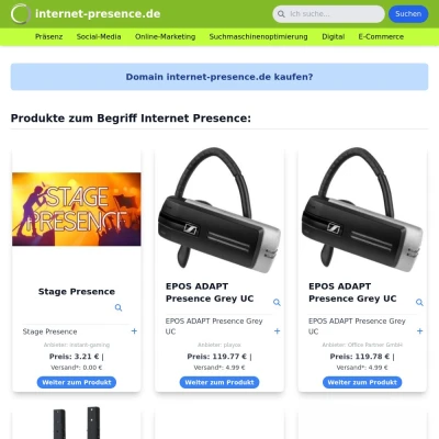 Screenshot internet-presence.de