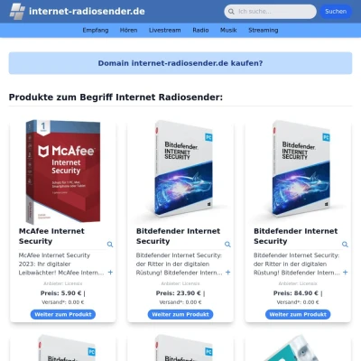 Screenshot internet-radiosender.de