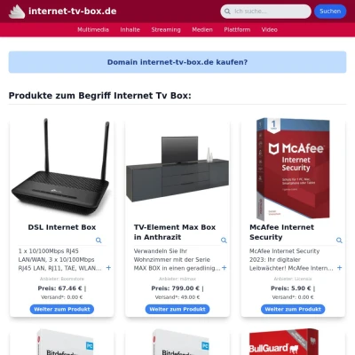 Screenshot internet-tv-box.de