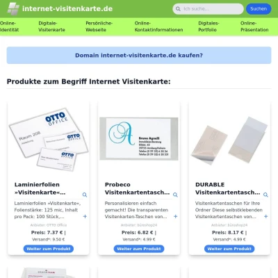 Screenshot internet-visitenkarte.de