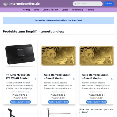 Screenshot internetbundles.de