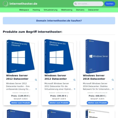 Screenshot internethoster.de