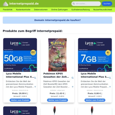 Screenshot internetprepaid.de