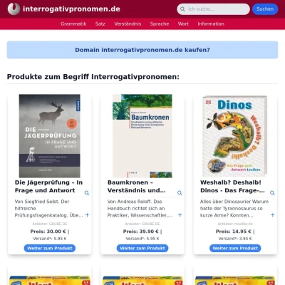 Screenshot interrogativpronomen.de