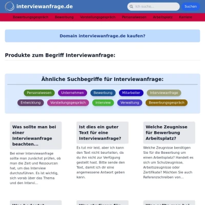 Screenshot interviewanfrage.de