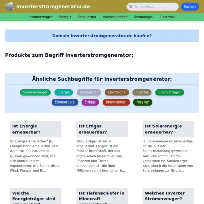 Screenshot inverterstromgenerator.de