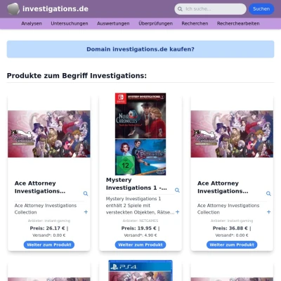 Screenshot investigations.de