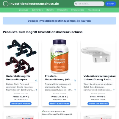 Screenshot investitionskostenzuschuss.de