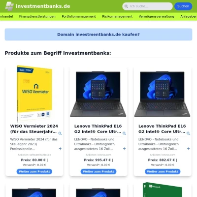 Screenshot investmentbanks.de