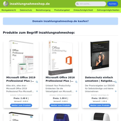 Screenshot inzahlungnahmeshop.de