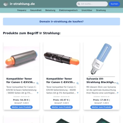 Screenshot ir-strahlung.de