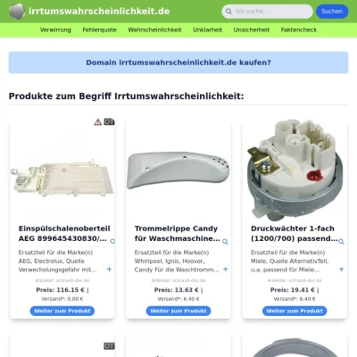 Screenshot irrtumswahrscheinlichkeit.de