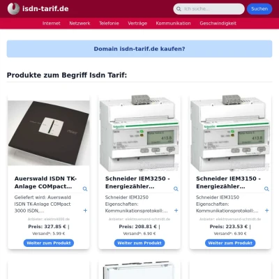 Screenshot isdn-tarif.de