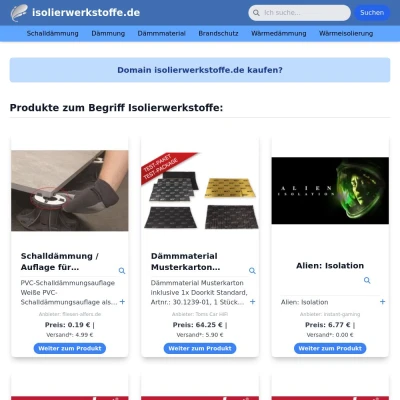 Screenshot isolierwerkstoffe.de