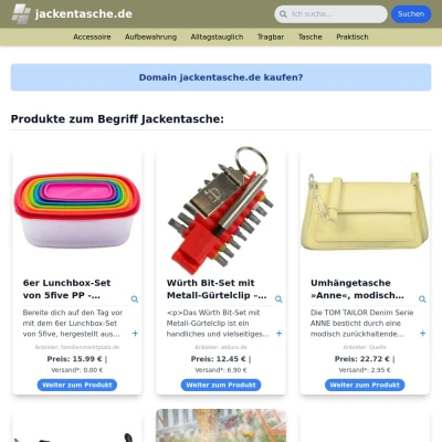 Screenshot jackentasche.de