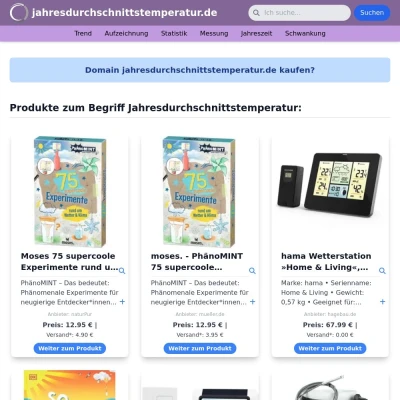 Screenshot jahresdurchschnittstemperatur.de