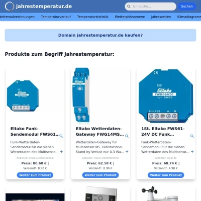 Screenshot jahrestemperatur.de