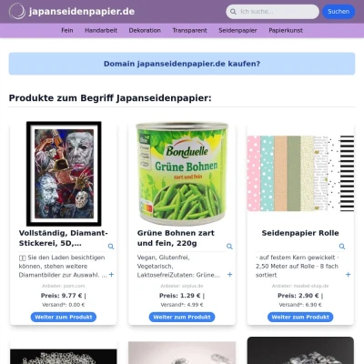 Screenshot japanseidenpapier.de