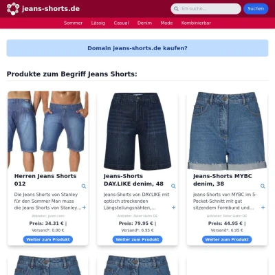 Screenshot jeans-shorts.de