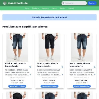 Screenshot jeansshorts.de