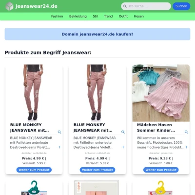 Screenshot jeanswear24.de