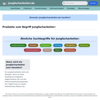 Screenshot jungfacharbeiter.de