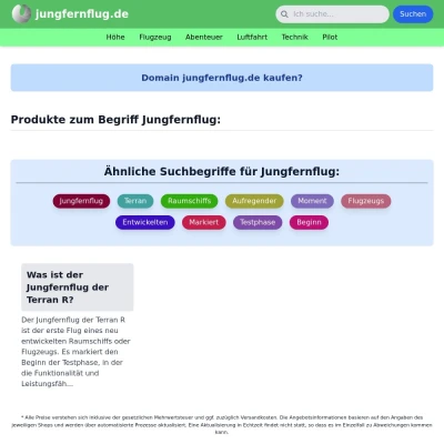 Screenshot jungfernflug.de