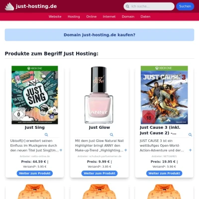 Screenshot just-hosting.de