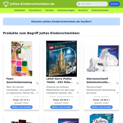 Screenshot juttas-kinderschminken.de