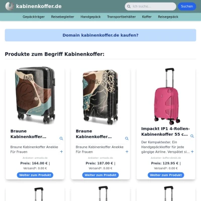 Screenshot kabinenkoffer.de