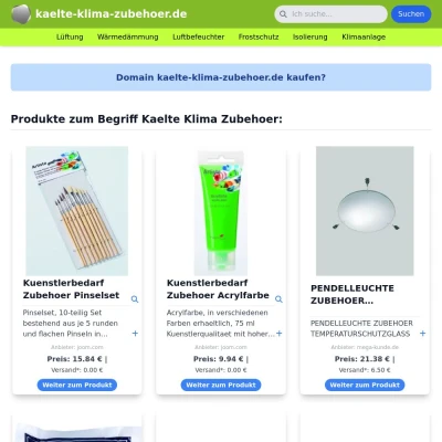 Screenshot kaelte-klima-zubehoer.de